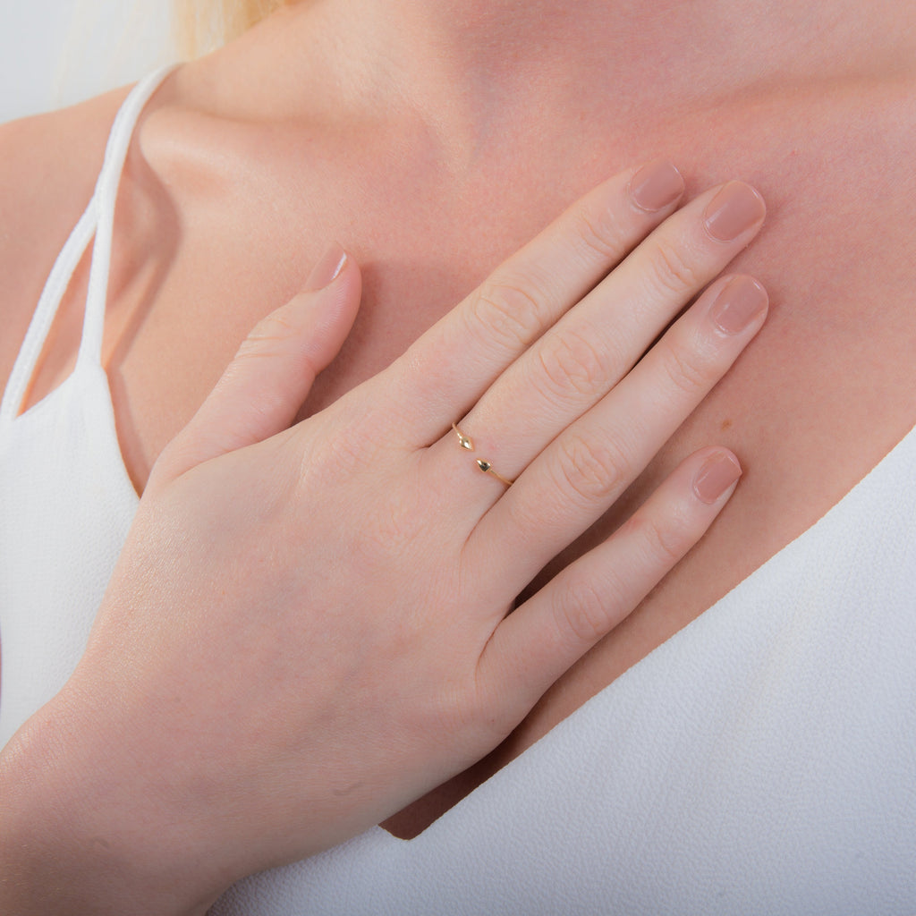 9ct Yellow Gold Double Nugget Adjustable Open Ring