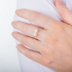 9ct Yellow Gold Double White Freshwater Pearl Adjustable Open Ring