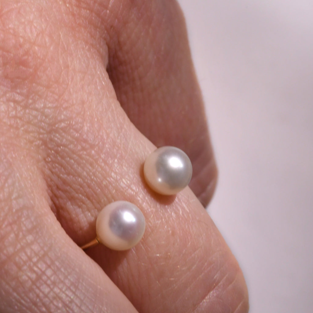 9ct Yellow Gold Double White Freshwater Pearl Adjustable Open Ring