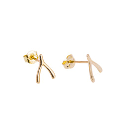 9ct Gold Wishbone Stud Earrings