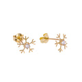 9ct Gold Snowflake Clear CZ Stud Earrings