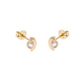 9ct Gold Clear CZ Minimal Semi Circle Stud Earrings