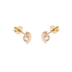 9ct Gold Clear CZ Minimal Semi Circle Stud Earrings