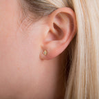 9ct Gold Clear CZ Minimal Semi Circle Stud Earrings