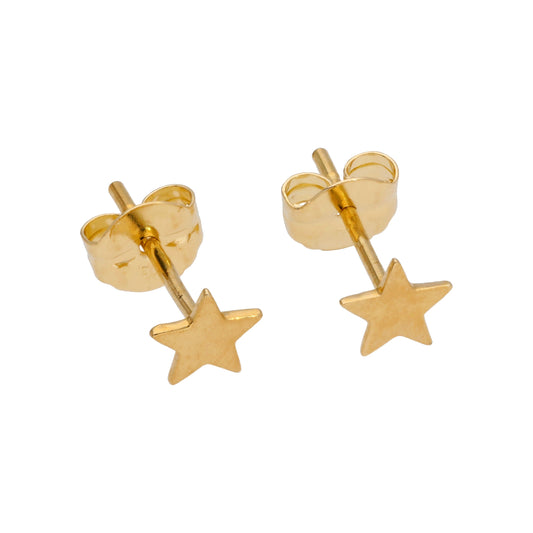 9ct Gold Flat Star Stud Earrings