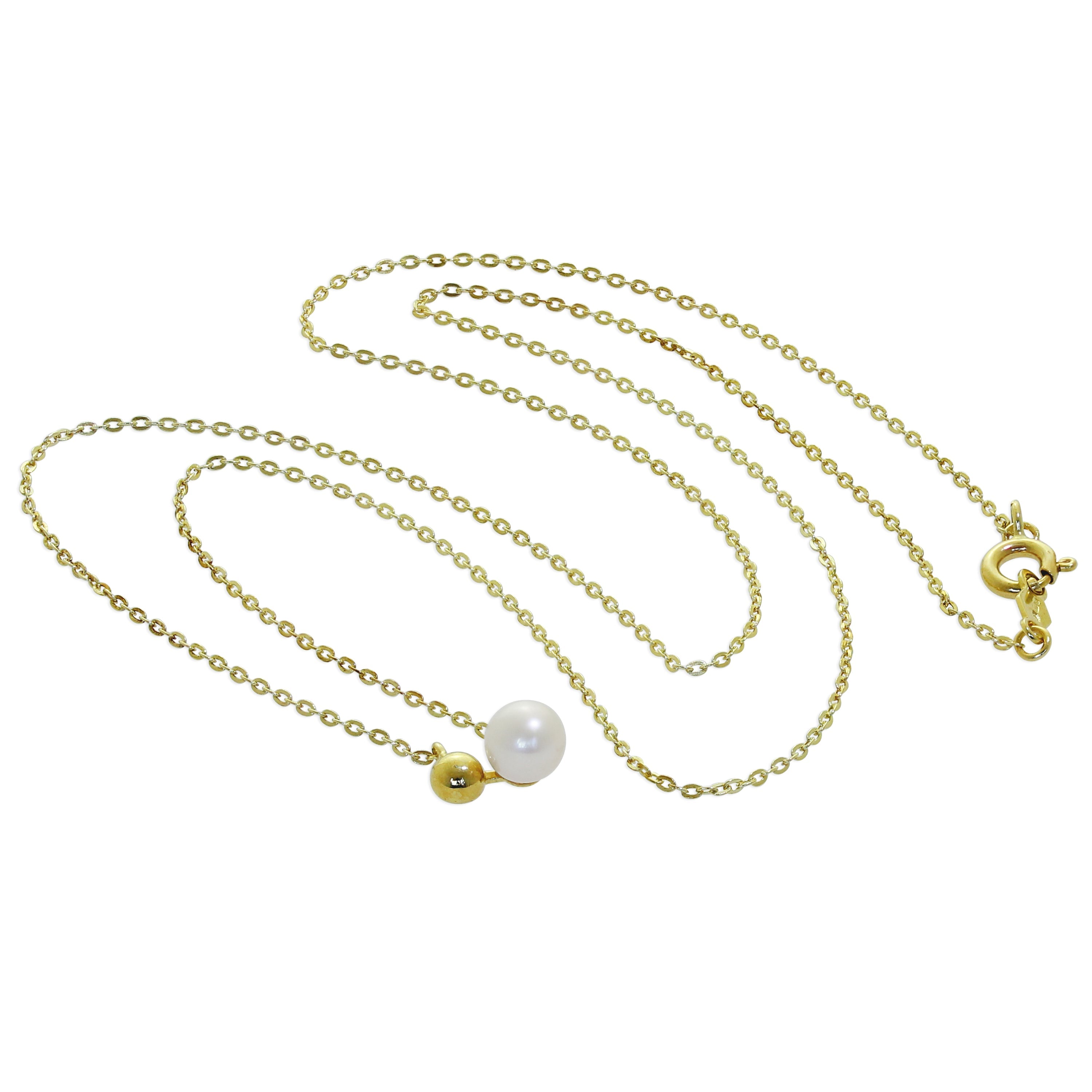 9ct Gold Ball Freshwater Pearl Necklace