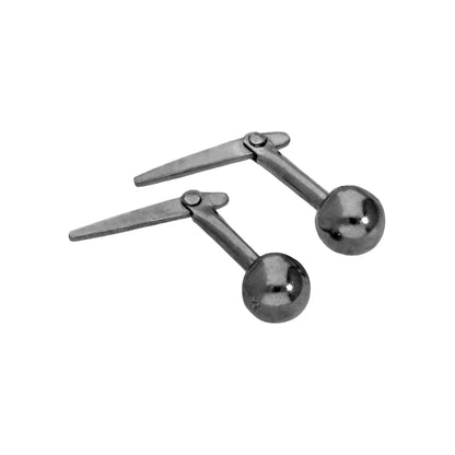 Black Rhodium Dipped Sterling Silver 3-5mm Ball Andralok Stud Earrings