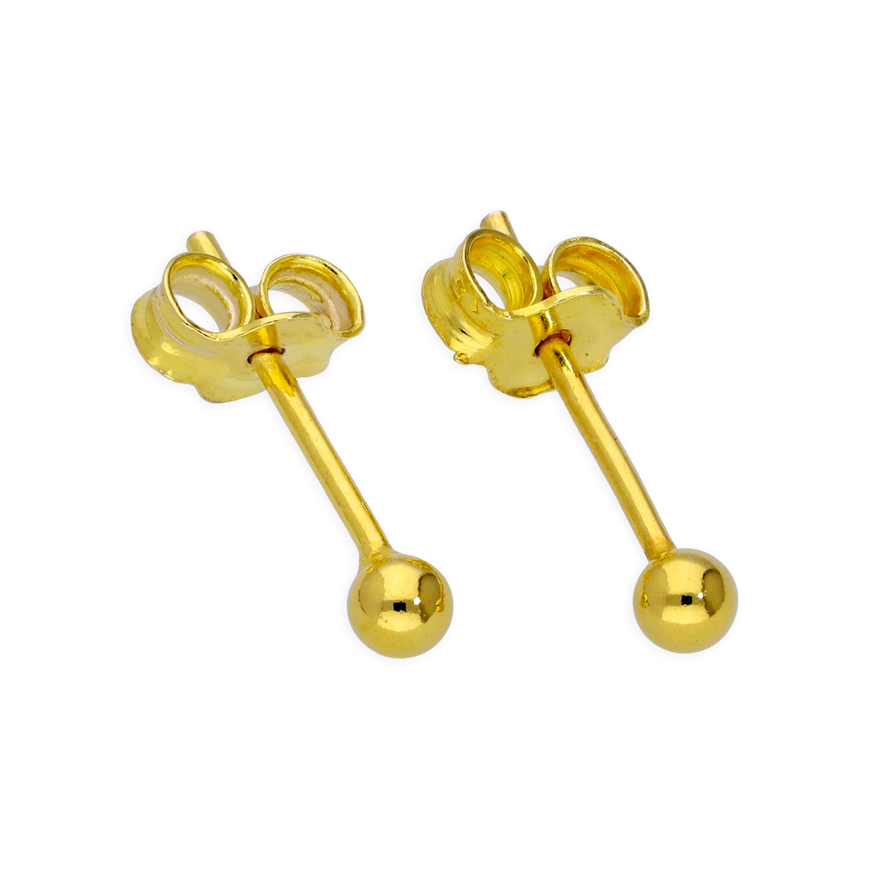 Gold Plated Small Sterling Silver Ball Stud Earrings 2mm - 6mm & Packs