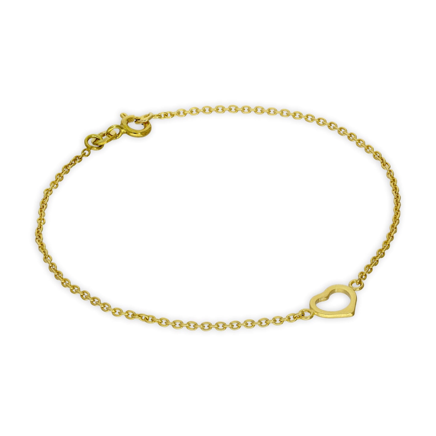 Gold Plated Sterling Silver Open Heart Rolo Chain Bracelet