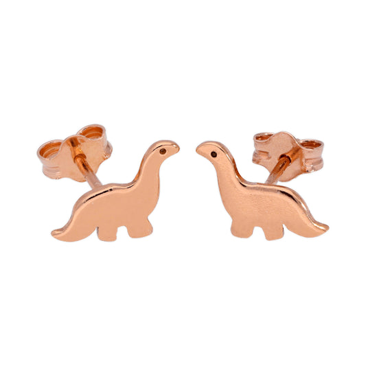Rose Gold Plated Simple Sterling Silver Dinosaur Stud Earrings
