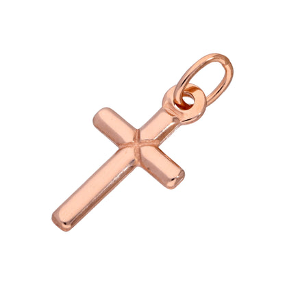 Rose Gold Plated Sterling Silver Small Plain Cross Charm