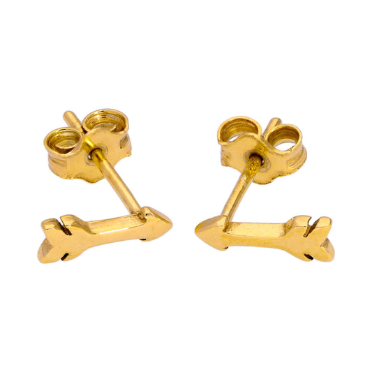 Gold Plated Small Sterling Silver Arrow Stud Earrings