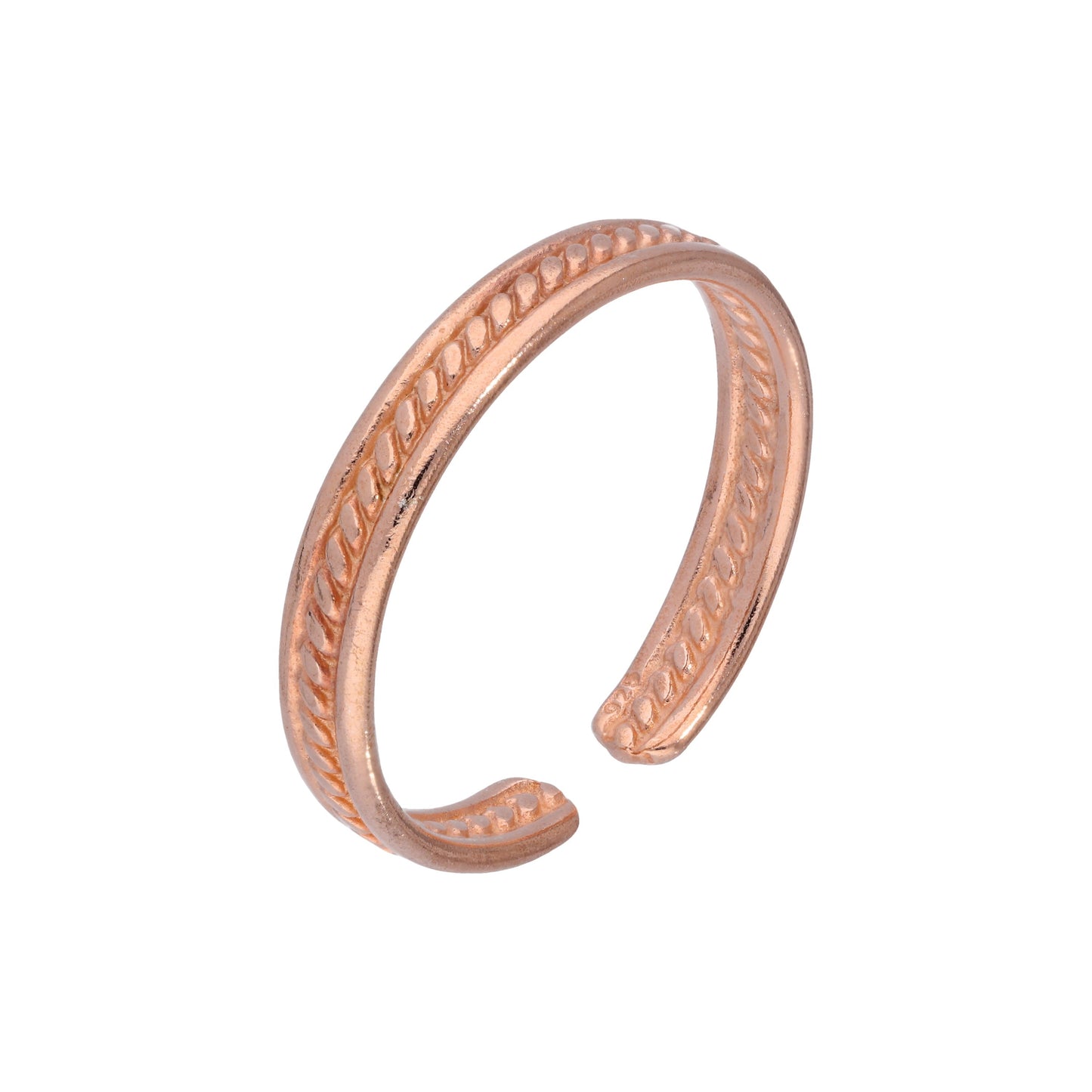 Rose Gold Plated Sterling Silver Ribbed Adjustable 3mm Toe Ring