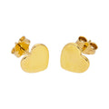 Flat Gold Plated Sterling Silver Heart Stud Earrings