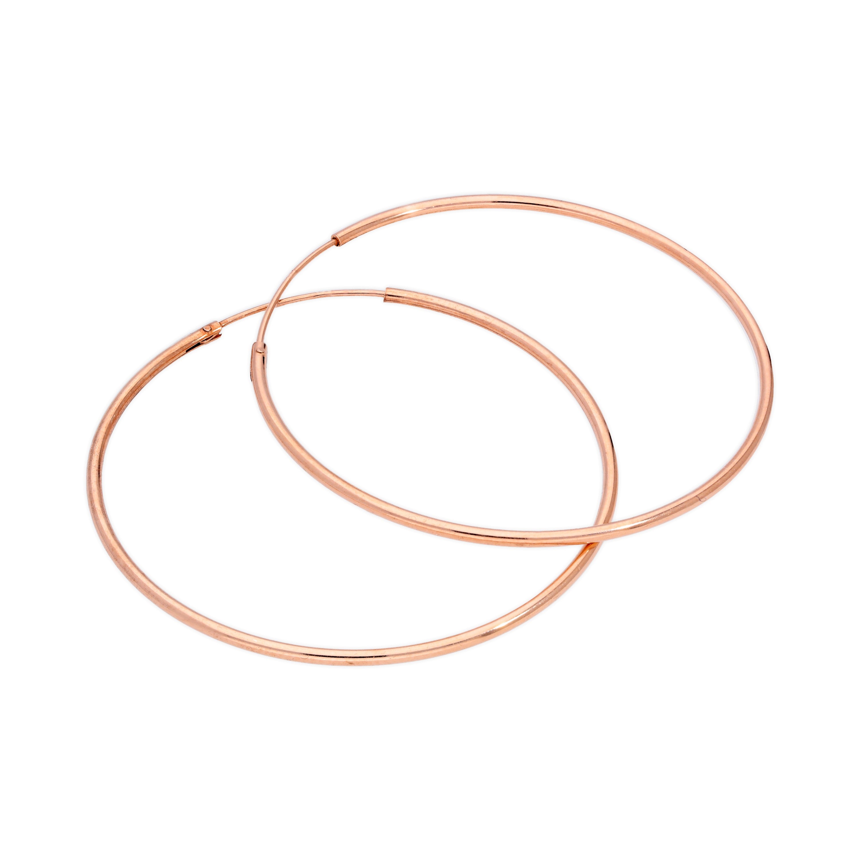 Rose Gold Plated Sterling Silver 40mm Hoop Sleeper Earrings