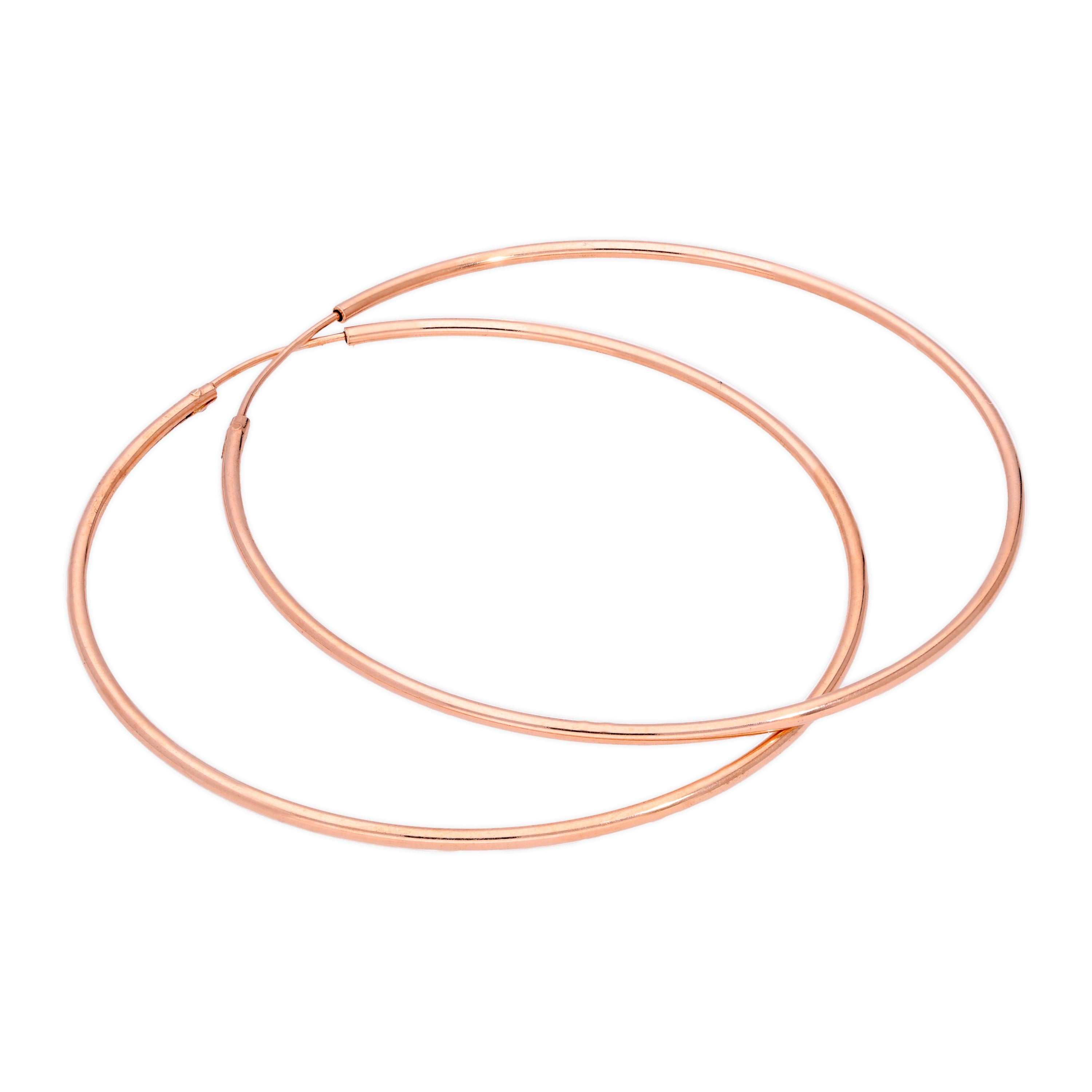 Rose Gold Plated Sterling Silver 50mm Hoop Sleeper Earrings