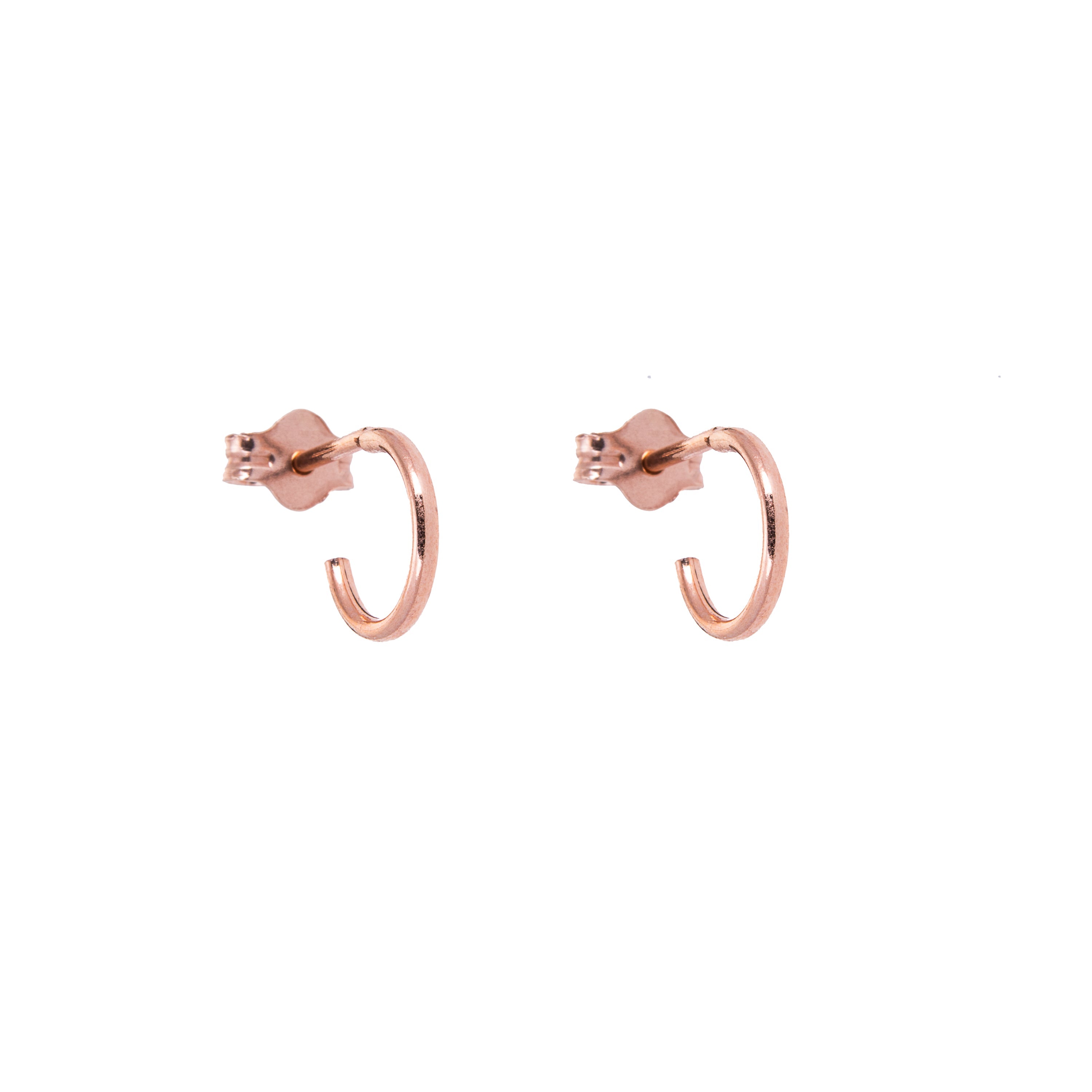 Rose Gold Plated Sterling Silver Open 8-16mm Hoop Stud Earrings