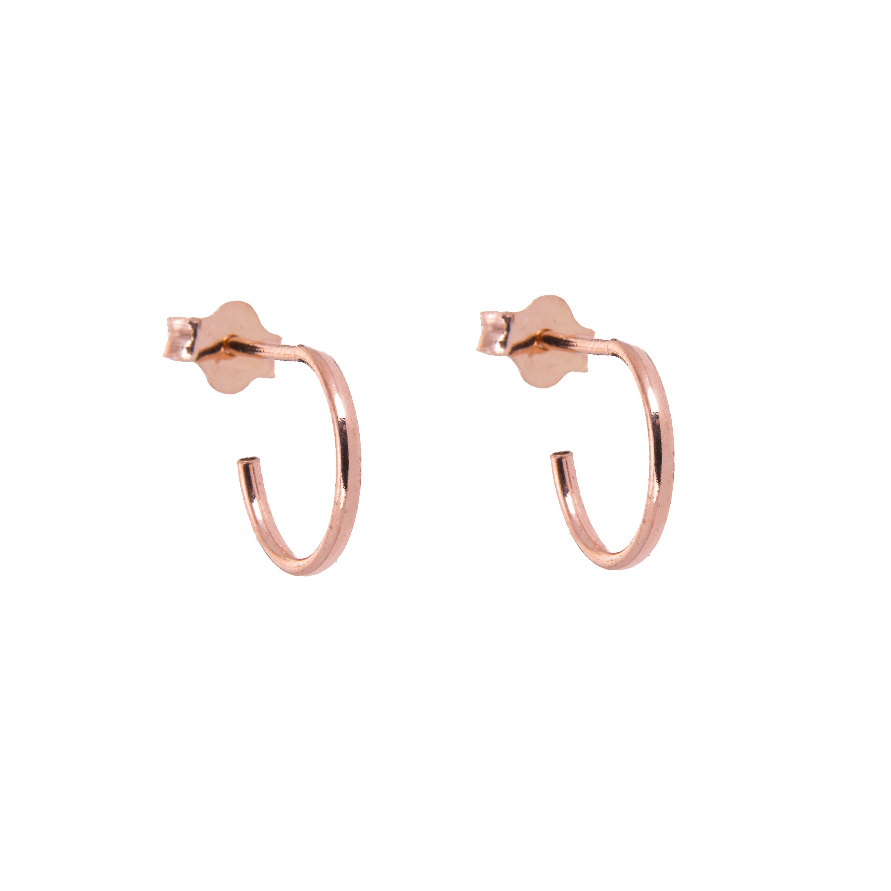 Rose Gold Plated Sterling Silver Open 8-16mm Hoop Stud Earrings