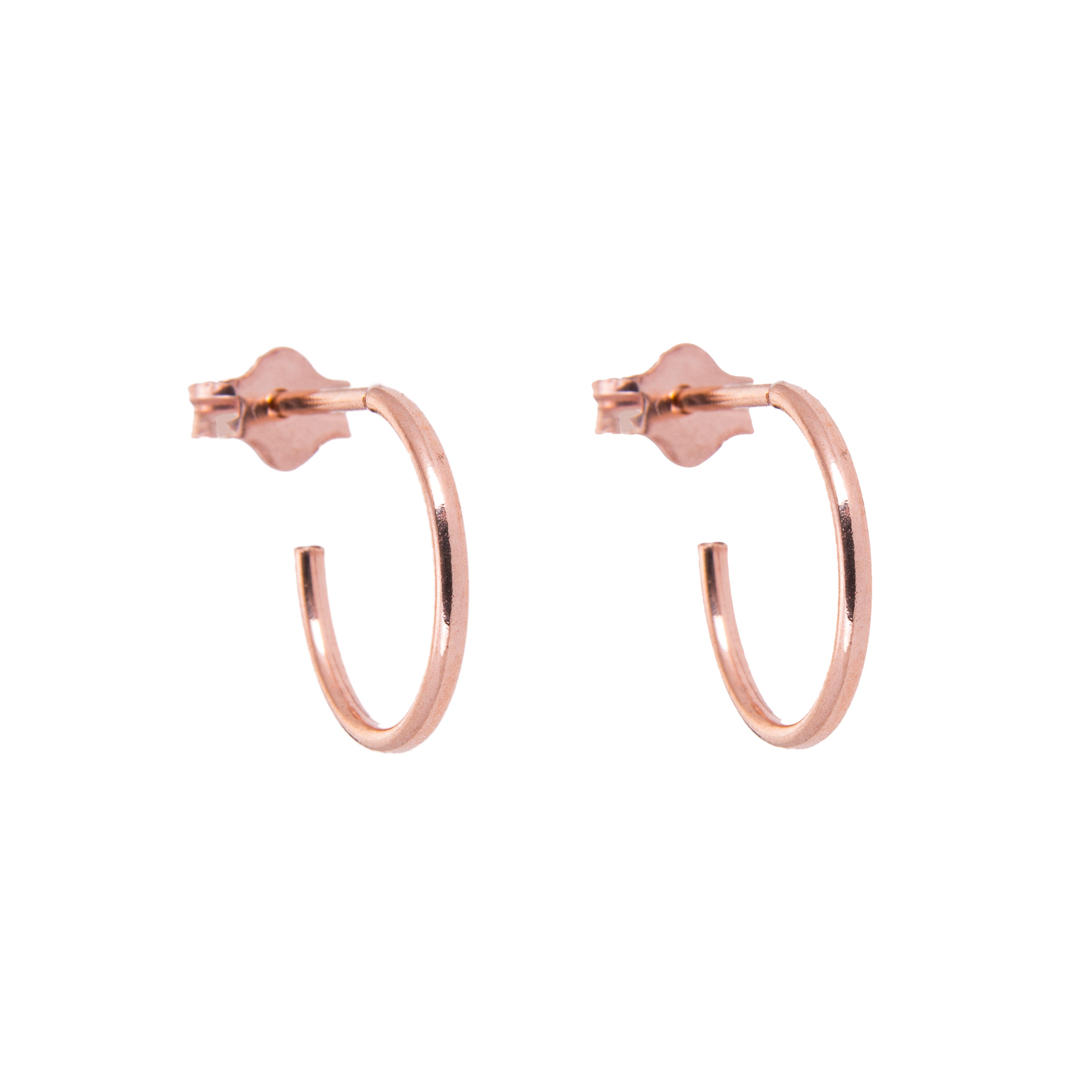 Rose Gold Plated Sterling Silver Open 8-16mm Hoop Stud Earrings