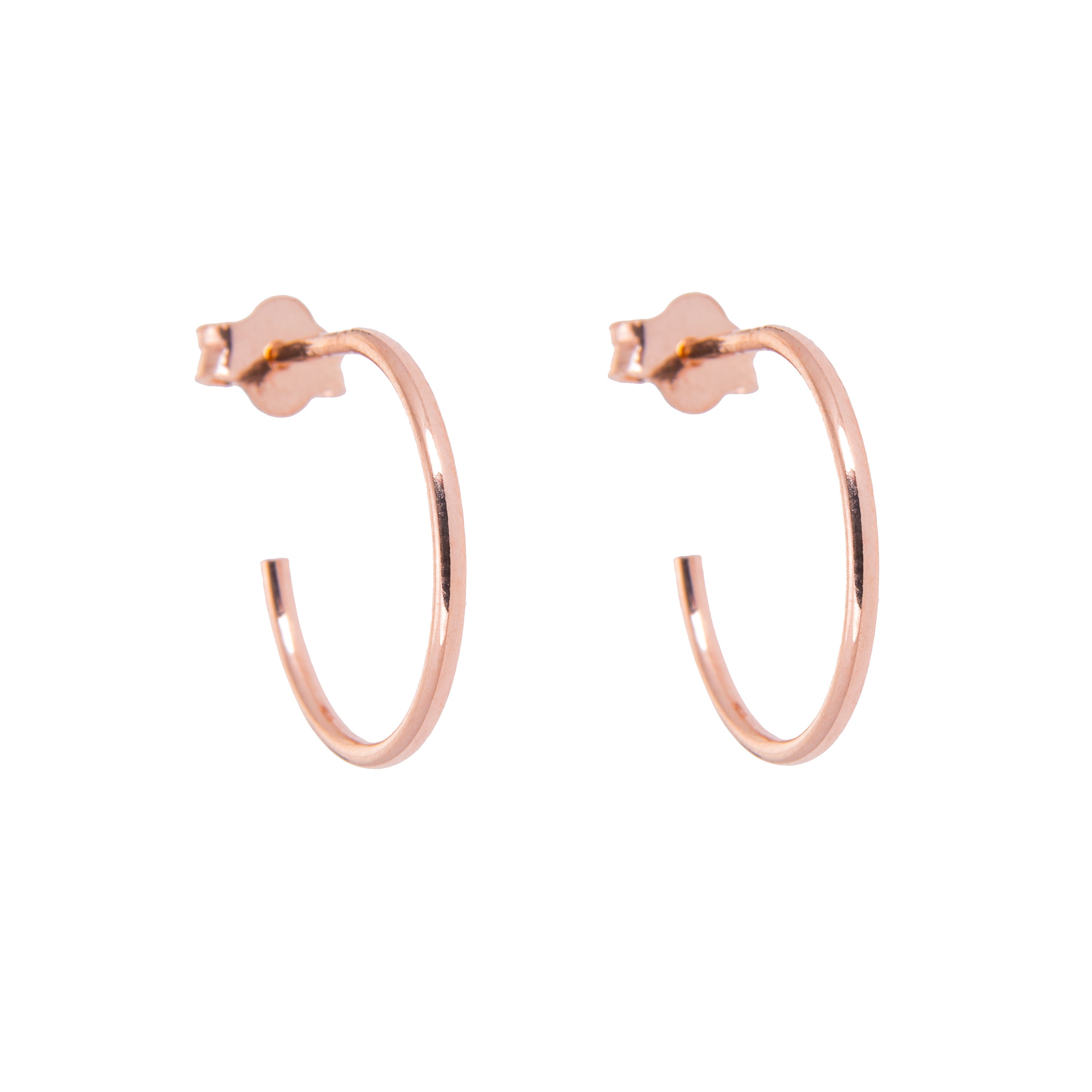 Rose Gold Plated Sterling Silver Open 8-16mm Hoop Stud Earrings