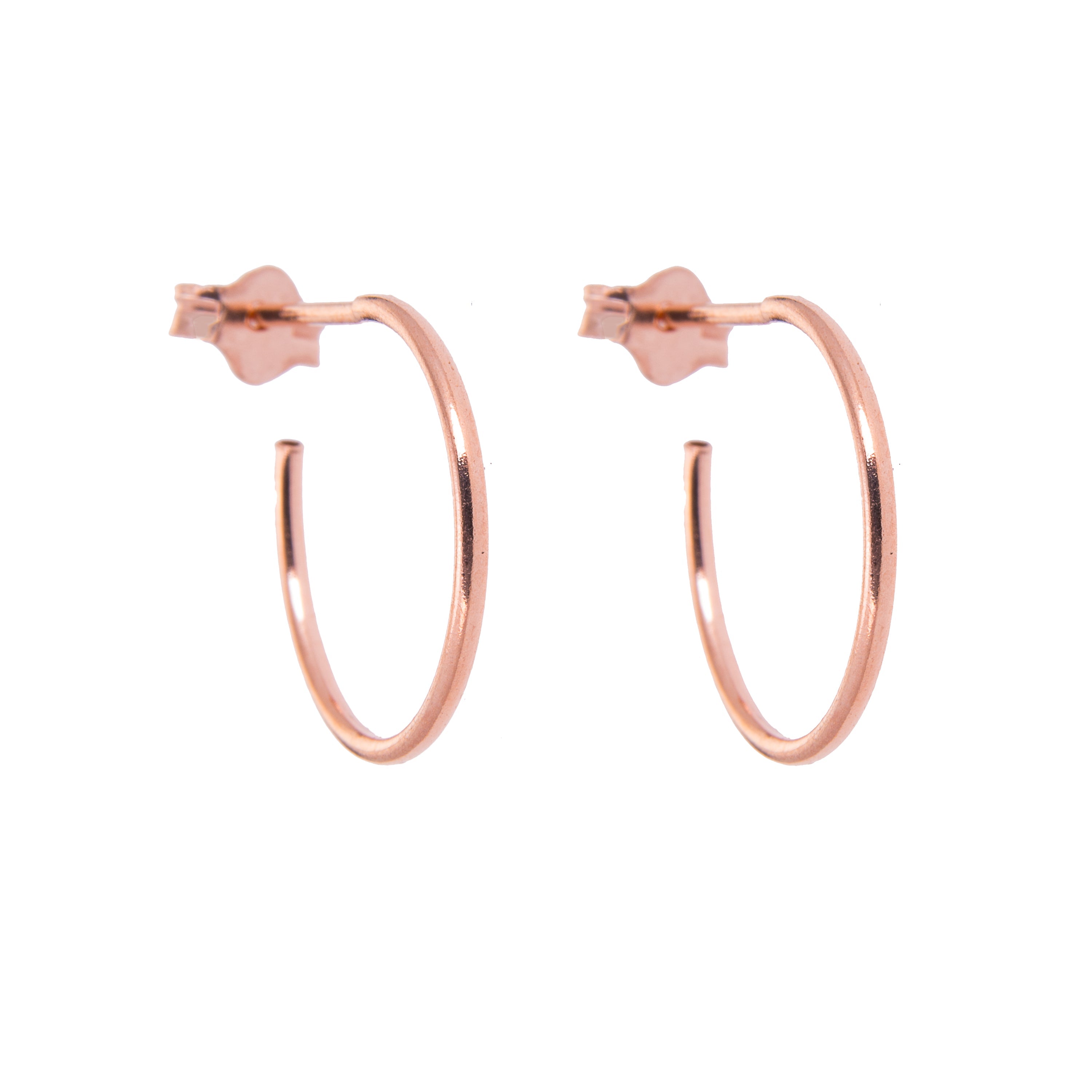 Rose Gold Plated Sterling Silver Open 8-16mm Hoop Stud Earrings