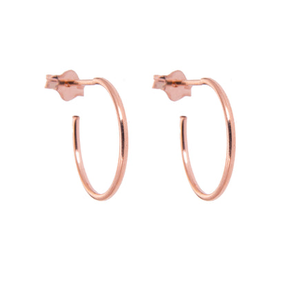 Rose Gold Plated Sterling Silver Open 8-16mm Hoop Stud Earrings