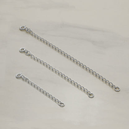 2-4 Inch Sterling Silver Curb Extender Chain with Bolt Clasp