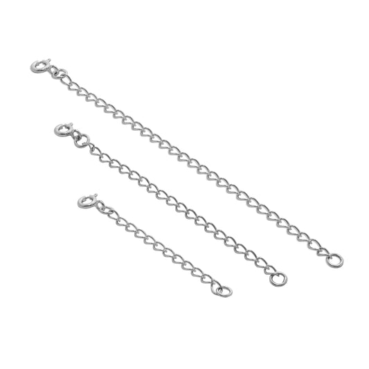 2-4 Inch Sterling Silver Curb Extender Chain with Bolt Clasp