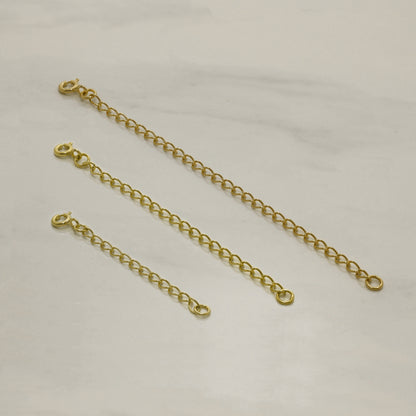 Gold Plated Sterling Silver Curb Extender 2-4 Inches With Bolt Clasp