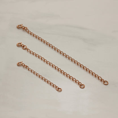 Rose Gold Plated Sterling Silver Curb Extender 2-4 Inches With Bolt Clasp