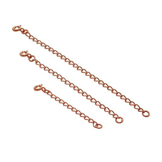 Rose Gold Plated Sterling Silver Curb Extender 2-4 Inches With Bolt Clasp