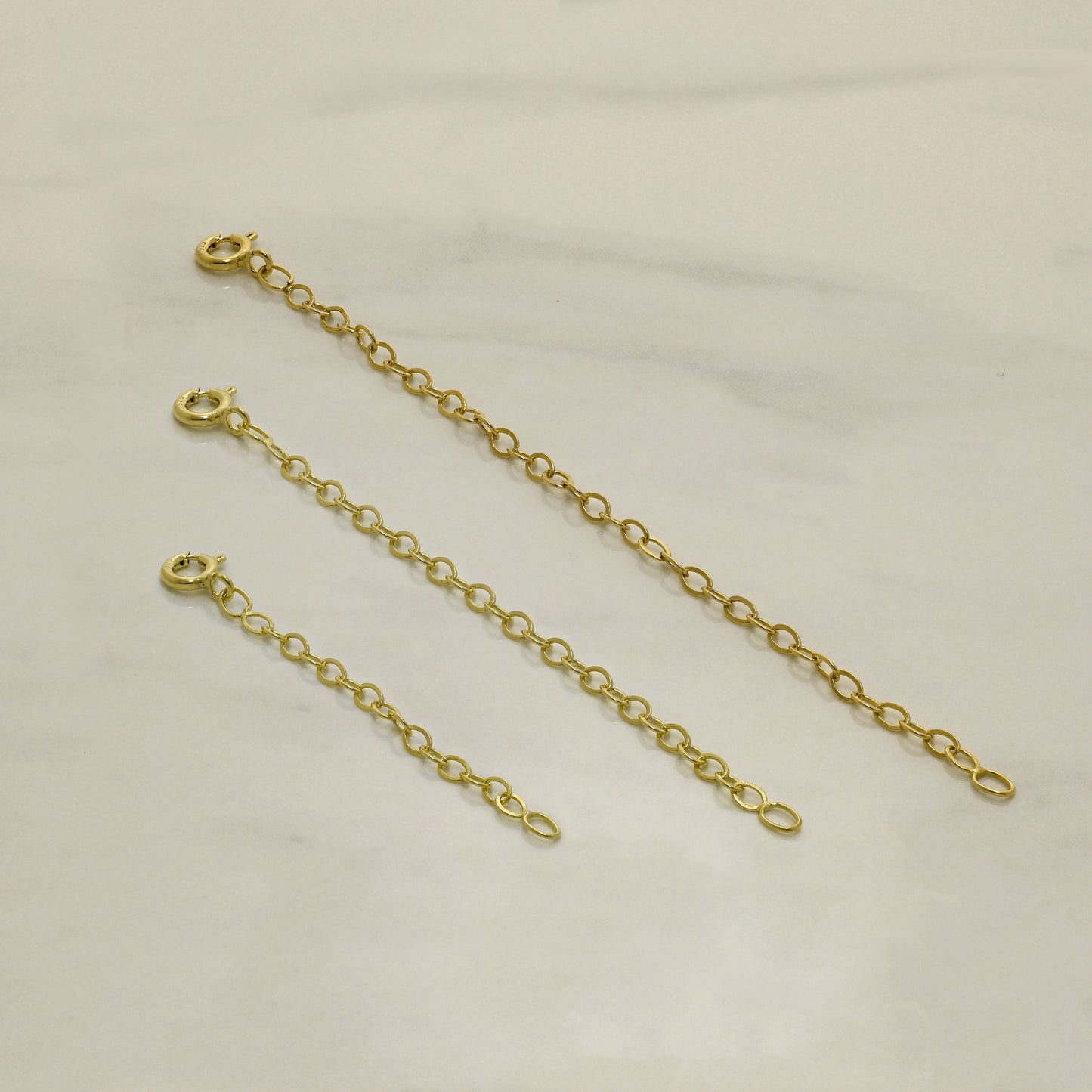 Gold Plated Sterling Silver Belcher Extender 2-4 Inches With Bolt Clasp