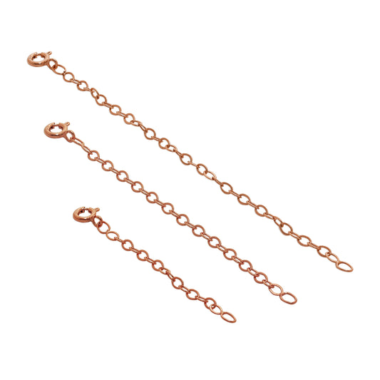 5 - 10cm Rosévergoldet Sterlingsilber Belcherkette Verlängerung mit Bolzenring Verschluss