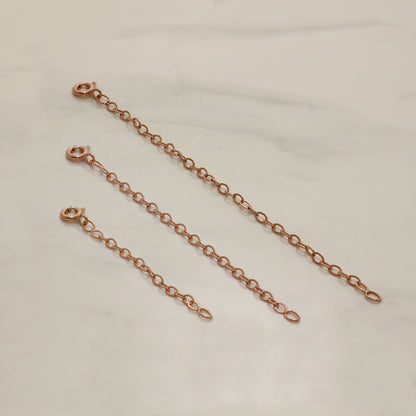 Rose Gold Plated Sterling Silver Belcher Extender 2-4 Inches With Bolt Clasp