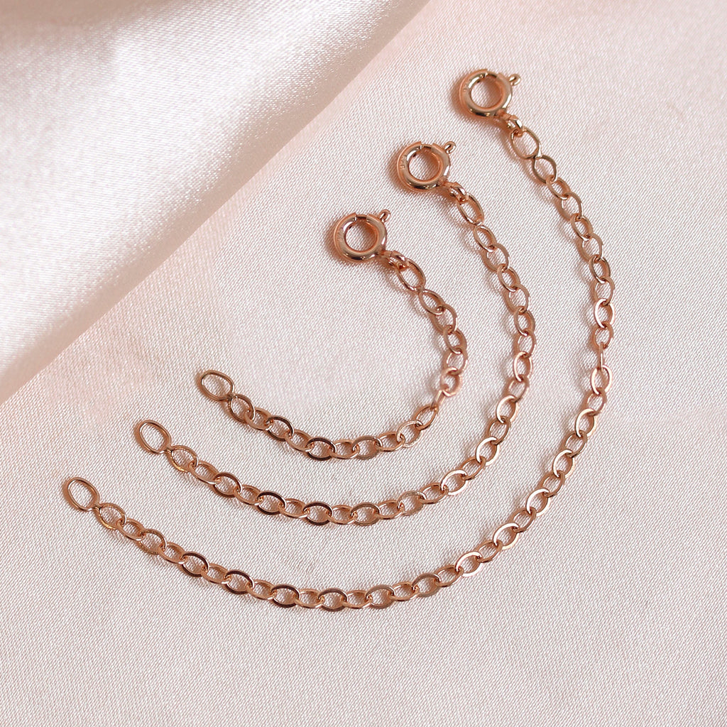 Rose Gold Plated Sterling Silver Belcher Extender 2-4 Inches With Bolt Clasp
