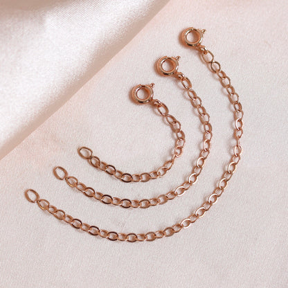 Rose Gold Plated Sterling Silver Belcher Extender 2-4 Inches With Bolt Clasp