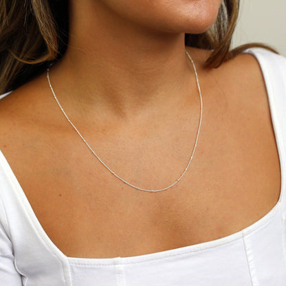 Sterling Silver Bobble Diamond Cut Curb Chain 12 - 24 Inches