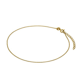 Gold Plated Sterling Silver 1mm Bead Anklet 9 + 1.5 Inches