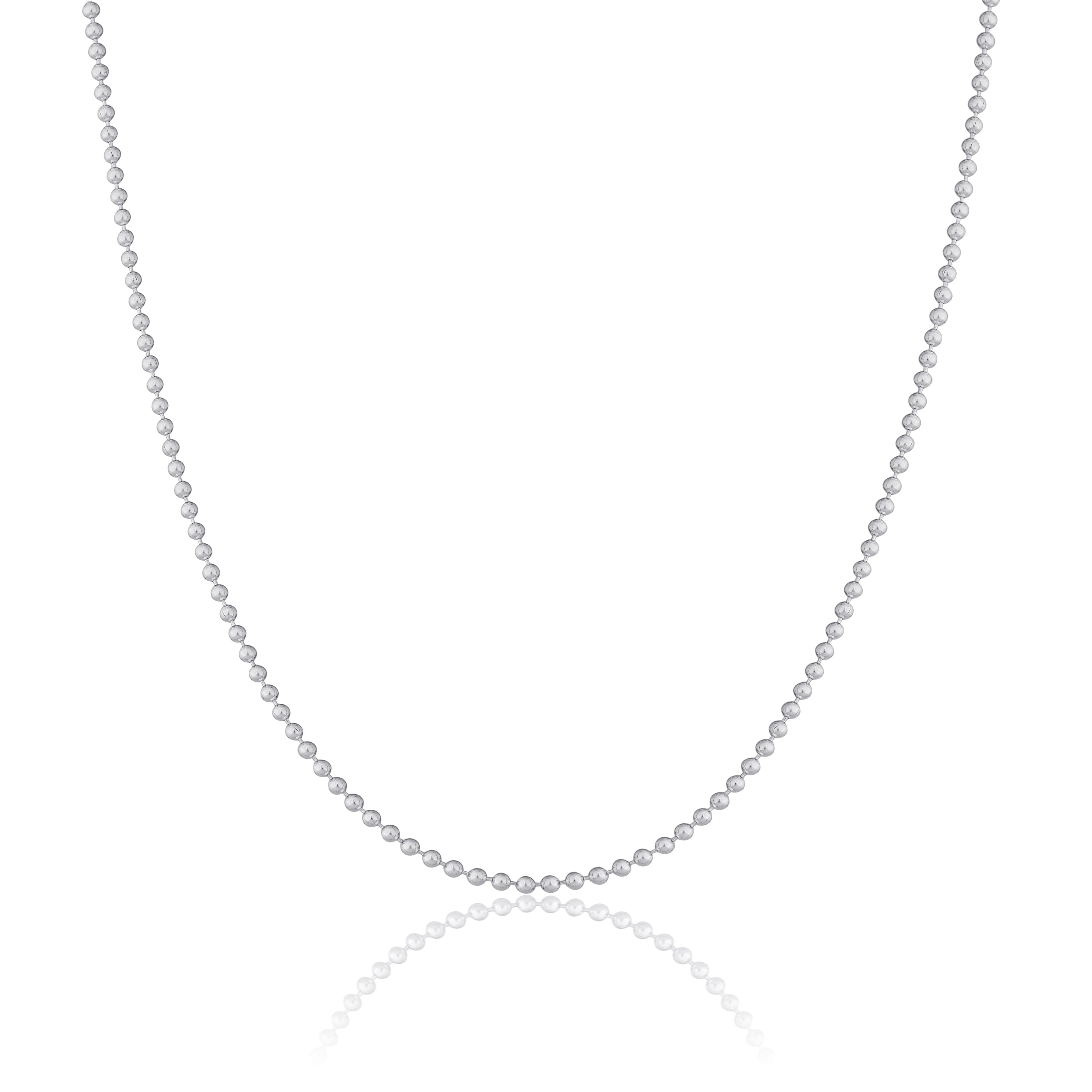 Sterling Silver 2mm Bead Chain Choker 12 Inch + 3 Inch Extender