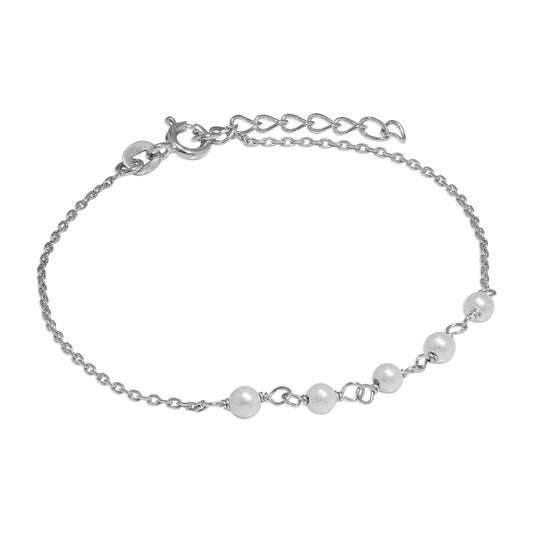 Sterling Silver Fine Bracelet with 3.5mm Pearls