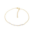 Gold Plated Sterling Silver & Pearl Hammered Trace Anklet 9 + 1.5 Inches