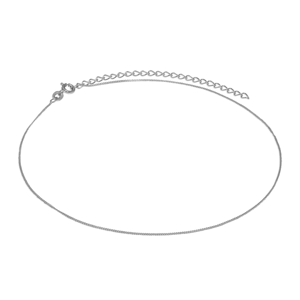 Sterling Silver Diamond Cut Curb Choker 12 + 3 Inches