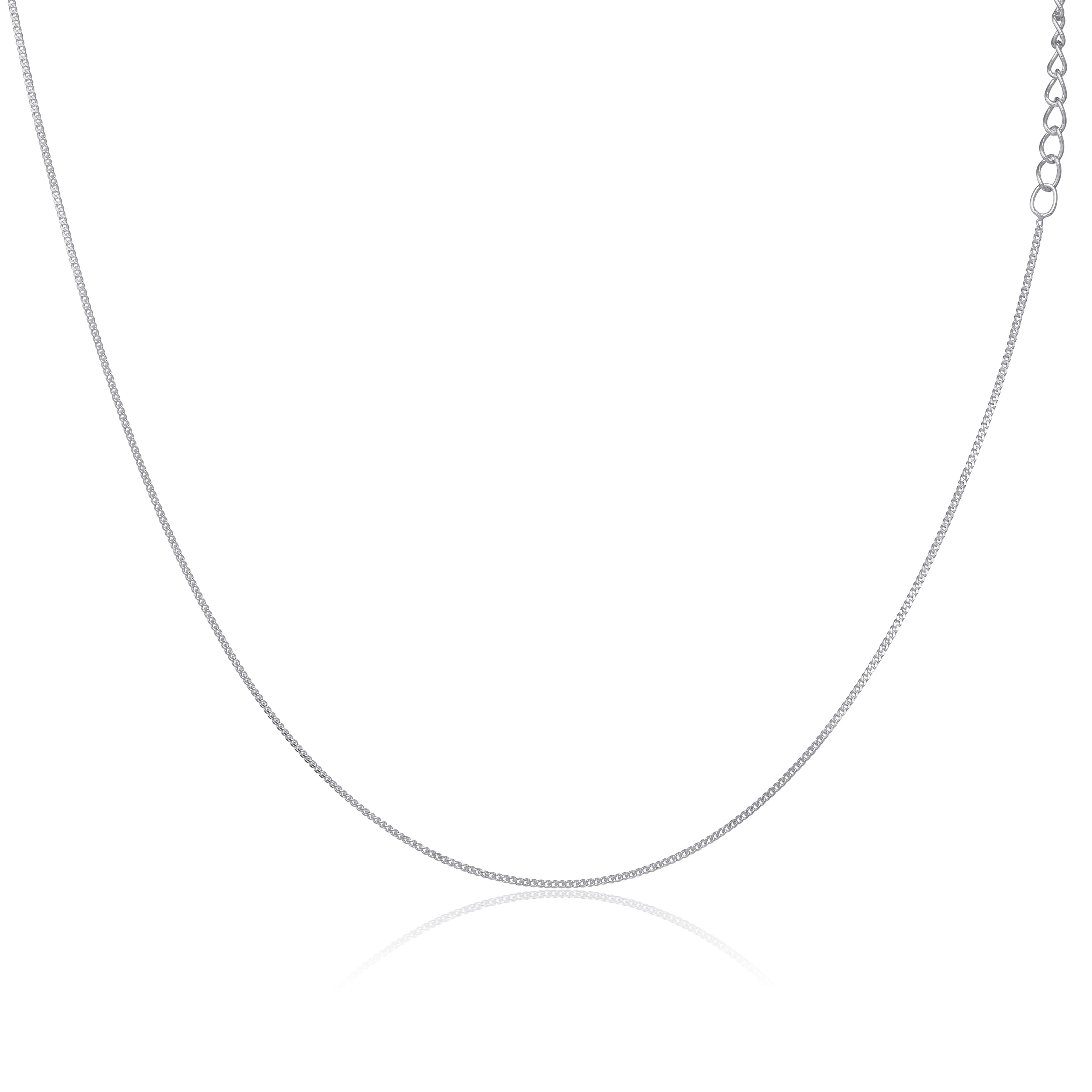 Sterling Silver Diamond Cut Curb Choker 12 + 3 Inches