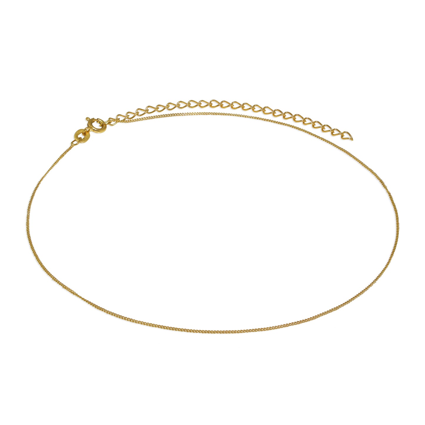 Gold Plated Sterling Silver Diamond Cut Curb Choker 12 Inch + 3 Inch Extender