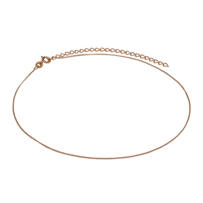 Rose Gold Plated Sterling Silver Diamond Cut Curb Choker 12 + 3 Inches