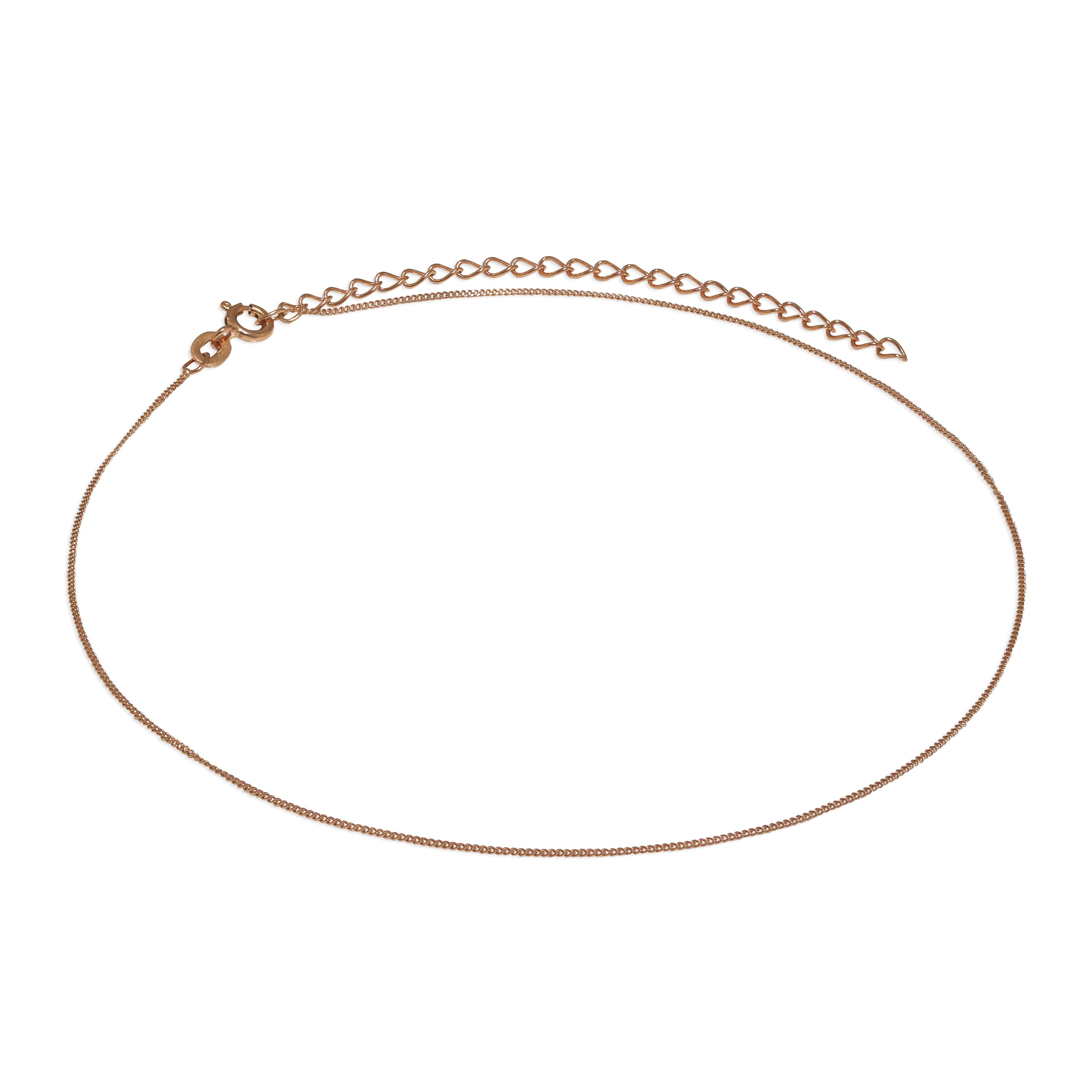 Rose Gold Plated Sterling Silver Diamond Cut Curb Choker 12 + 3 Inches