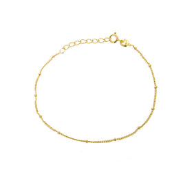 Gold Plated Sterling Silver Beaded Diamond Cut Curb Bracelet