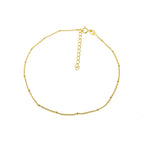 Gold Plated Sterling Silver Bobble Anklet - 9 + 1.5 Inches