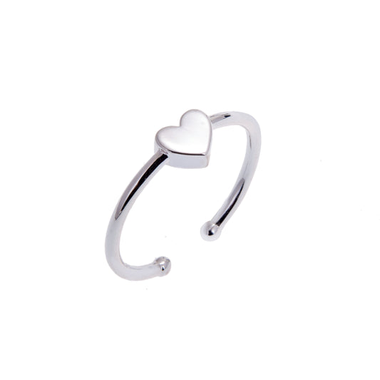 Sterling Silver Heart Slider Bead Adjustable Stacking Ring