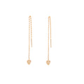 Gold Plated Sterling Silver Heart Clear CZ Pave Drop Dangle Pull Through Earrings